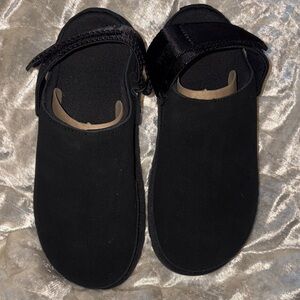 Black Slip-On Comfort Shoes with Adjustable Strap